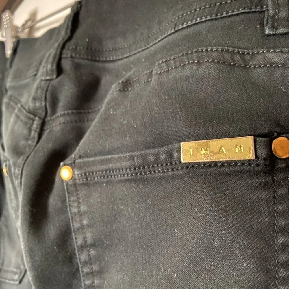 IMAN Bootcut Jeans Slimming Stretch Pants Size 6 Double Button Dark Wash - Picture 6 of 13